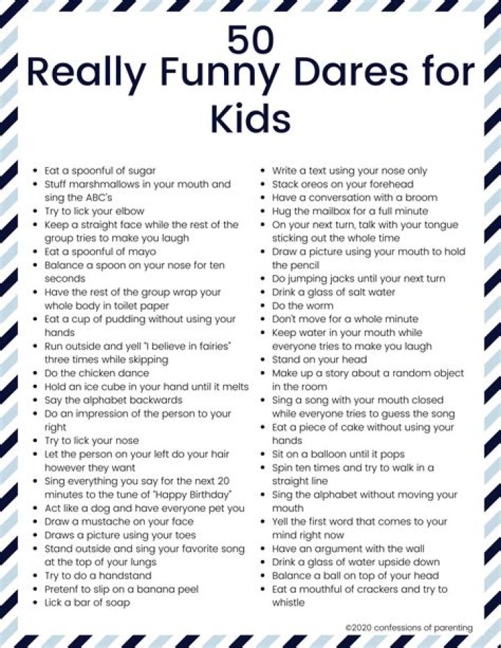 100+ Really Funny Dares Confessions of Parenting Games, Jokes and Fun