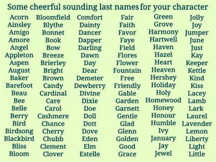 114 cheerful sounding last names for your optimistic, pure, kind, or