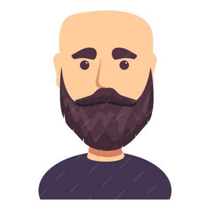 Bald dark haired man with beard icon cartoon Vector Image