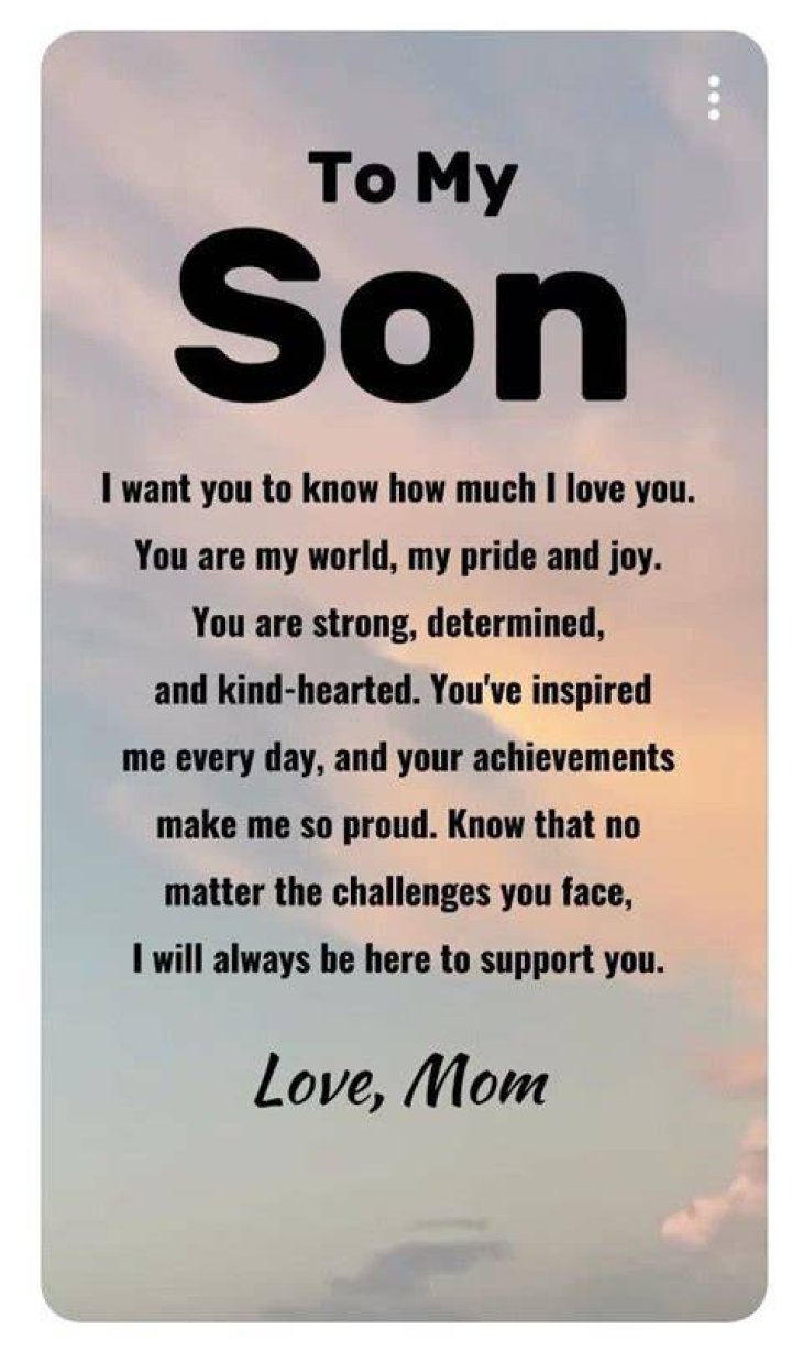 Beautiful words to my son