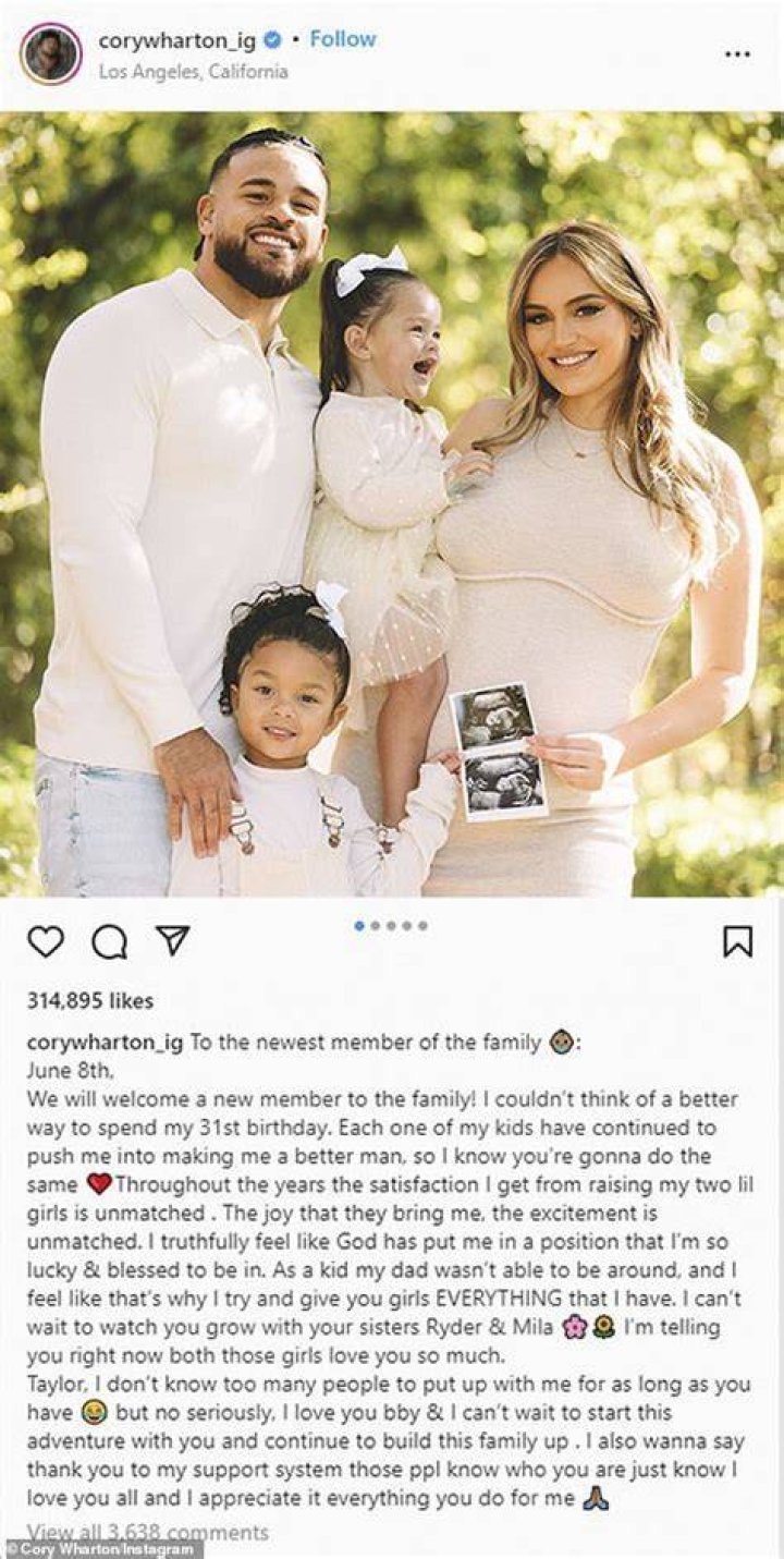 Cory Wharton Expecting Another Baby with Girlfriend Taylor Selfridge