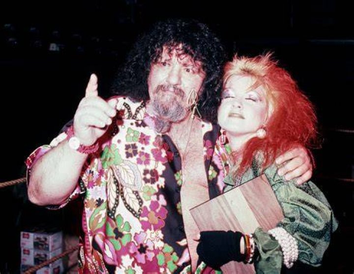 Cyndi Lauper and pro wrestling manager Captain Lou Albano, 1984.