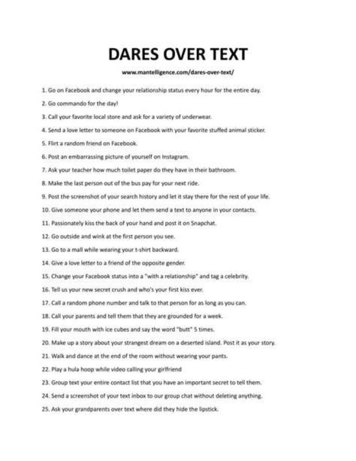 Dares For Over Text Dares Texting fonewall