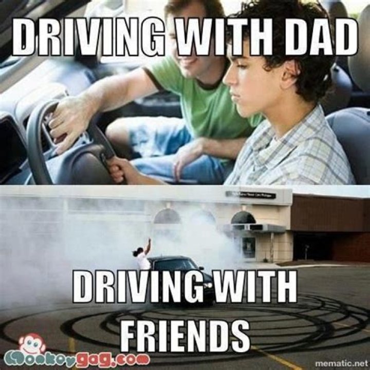 Driving with dad vs. Driving with friends Funny Baby Pictures, Funny