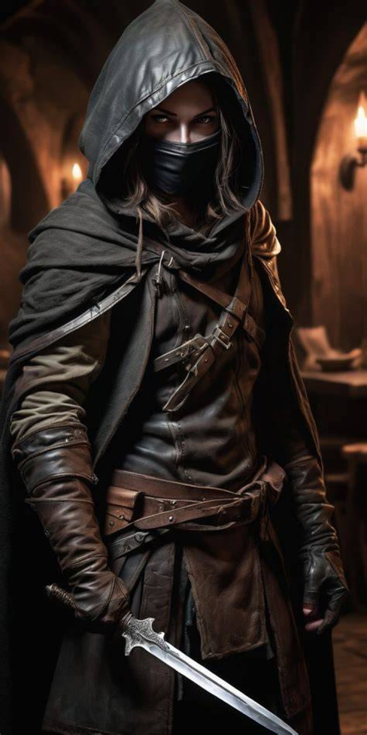 f Rogue Thief Leather Armor Cloak Necklace Boots Longbow female urban
