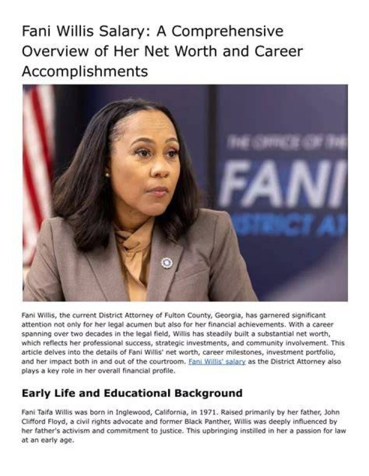 Fani Willis' Income: A Comprehensive Overview