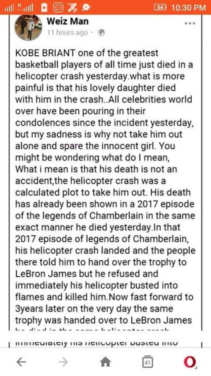 Kobe Bryant Death Conspiracy Theory Being Pushed by Dr Umar Johnson