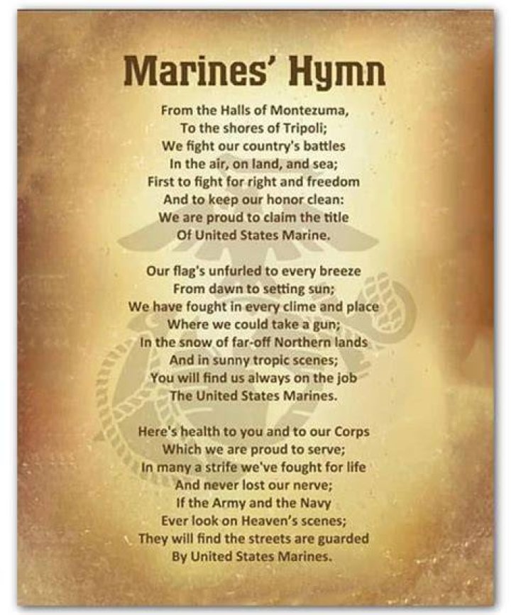 Marine Hymn Wall Art, Digital Download Marine Corps Hymn, Military