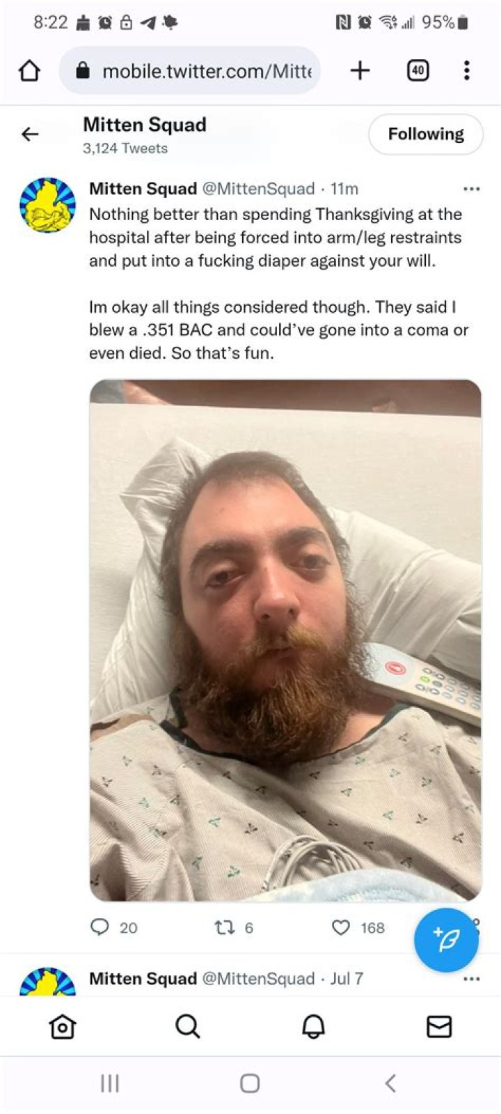 Mitten Squad fans fear for the popular YouTuber after he shared