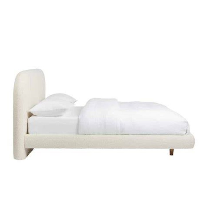 Readymade Bonnie Bed in Ivory Boucle Minimalist bed, King size bed