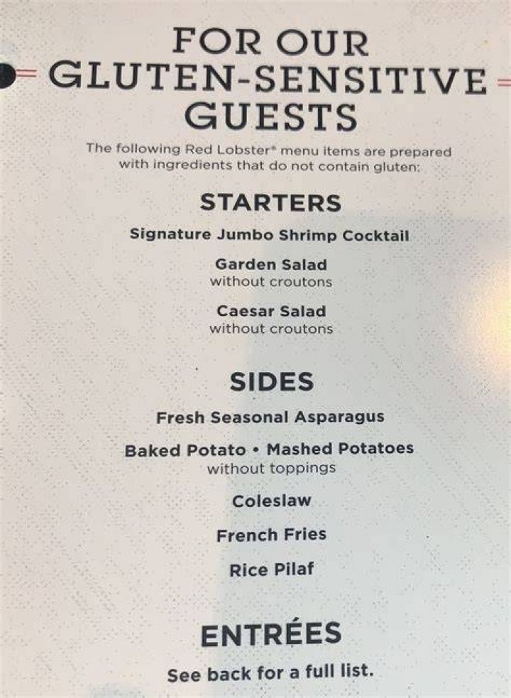 Red Lobster Gluten Free Menu Items and Options GlutenBee