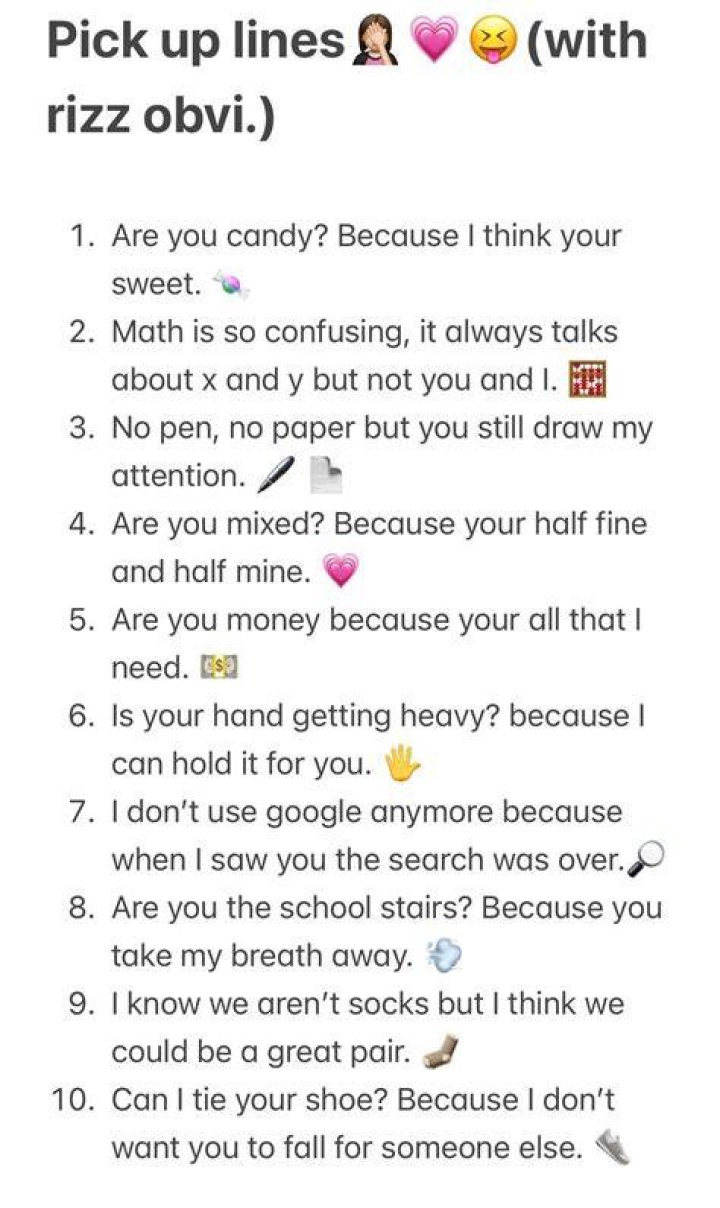 Rizz pick up lines Pick up lines funny, Pick up line jokes, Corny
