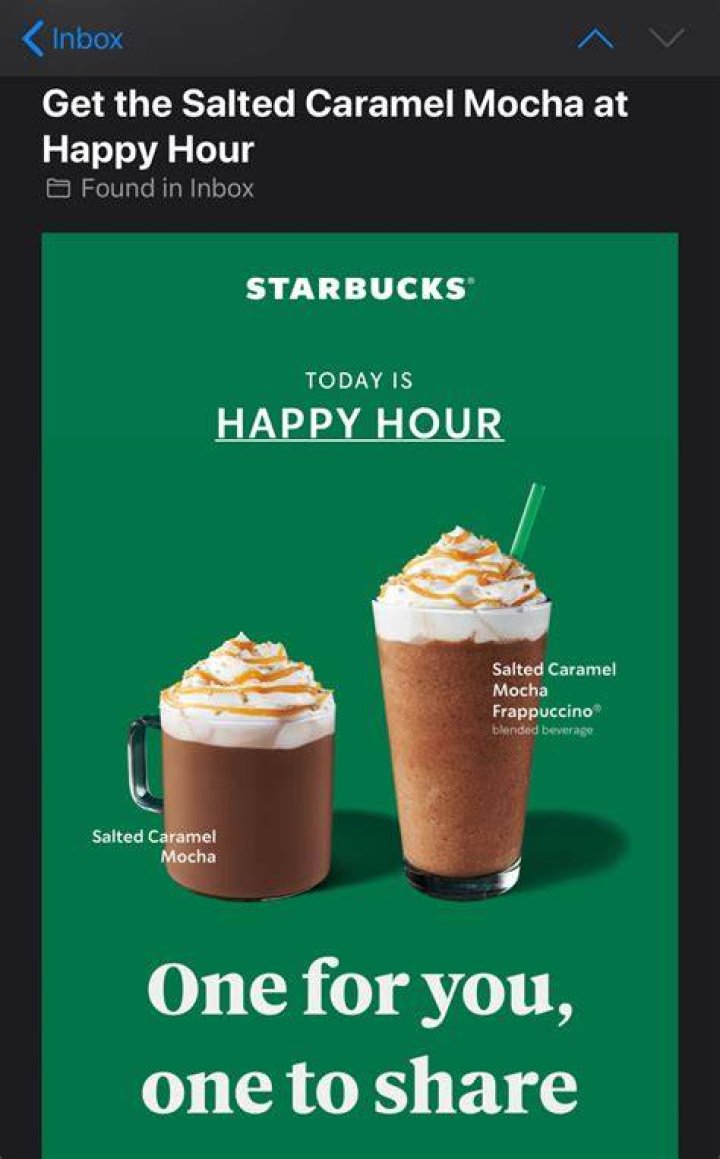 Starbucks Happy Hour For BOGO Holiday Menu Drinks Today