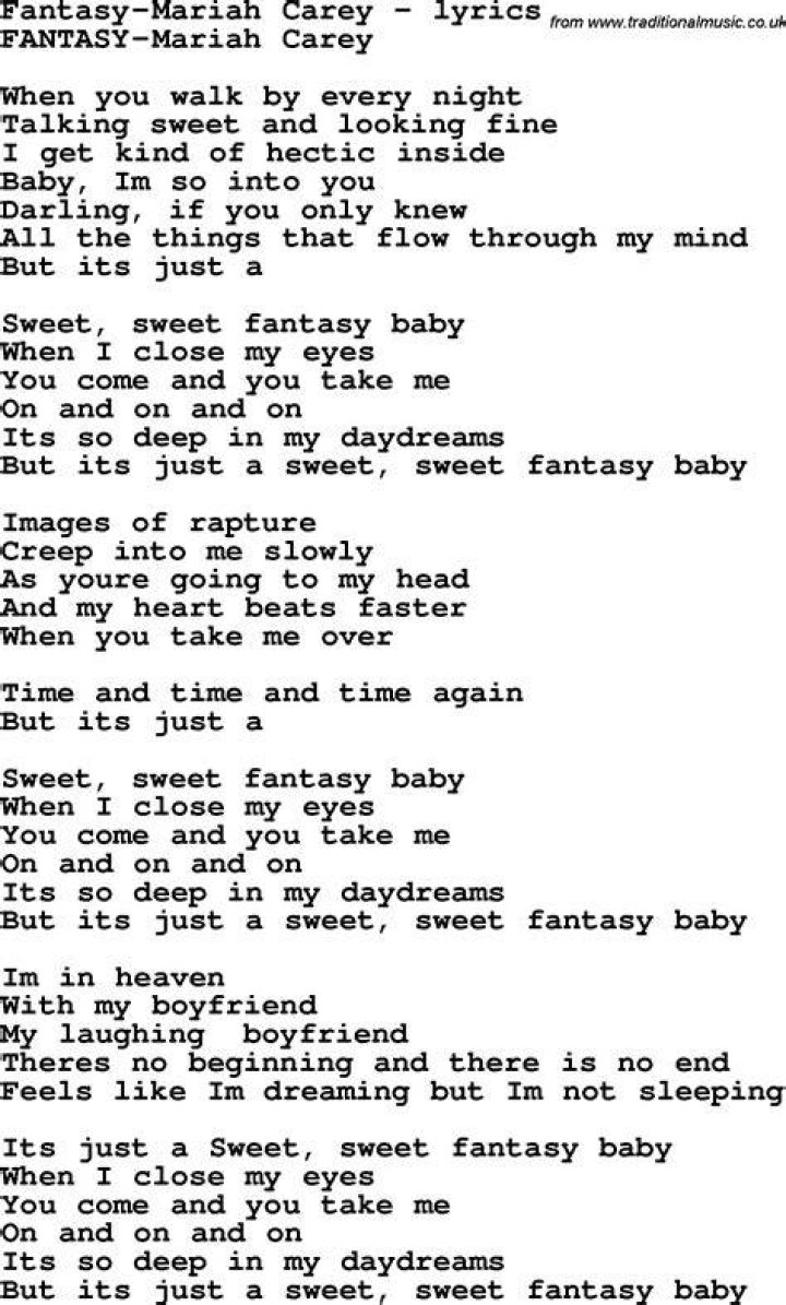 Top Fantasy Mariah Lyrics | With Prefix And Suffix
