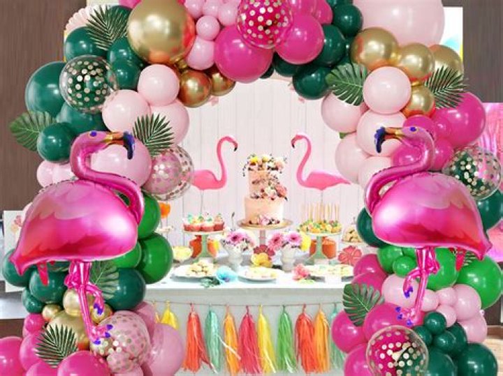 Tropical Luau Summer Flamingo Birthday Party Balloon DIY Decoration Set