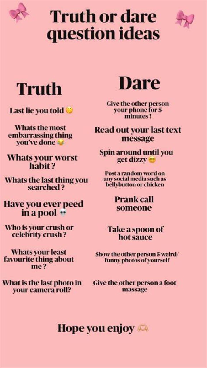 truth or dares Good truth or dares, Truth and dare, Funny truth or dare