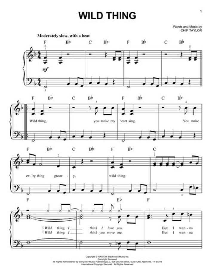 Wild Thing Sheet Music Direct