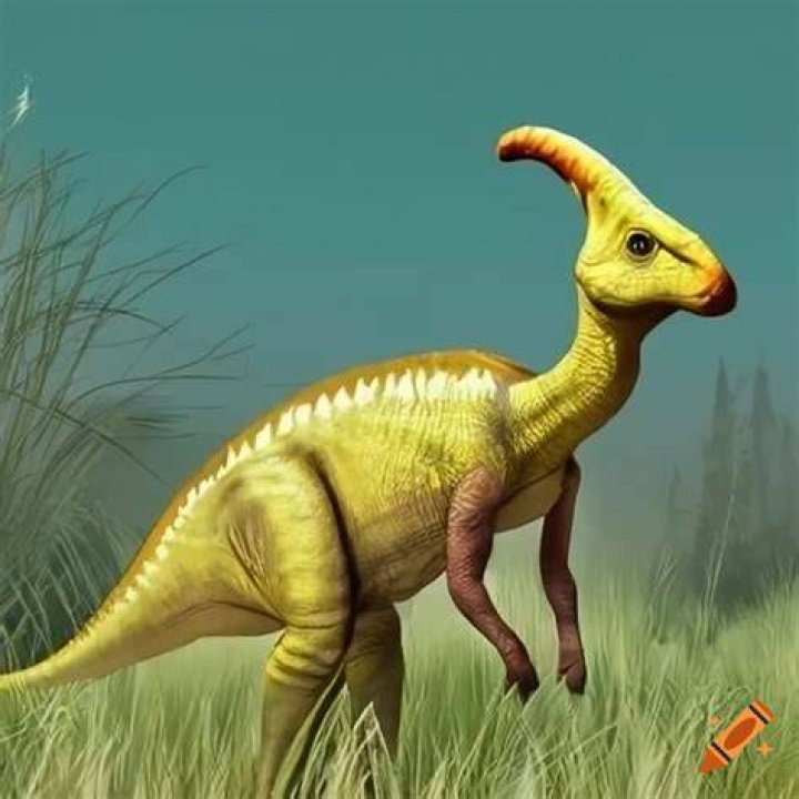 Yellow parasaurolophus in tall grass
